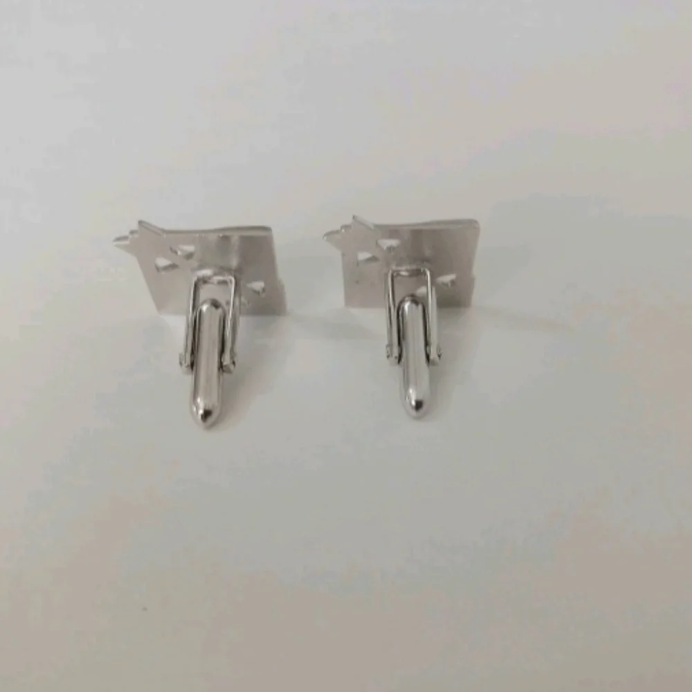 VTG Silver Tone Cutout Arrow Cufflinks Square MCM Modernist Men's Jewelry Retro